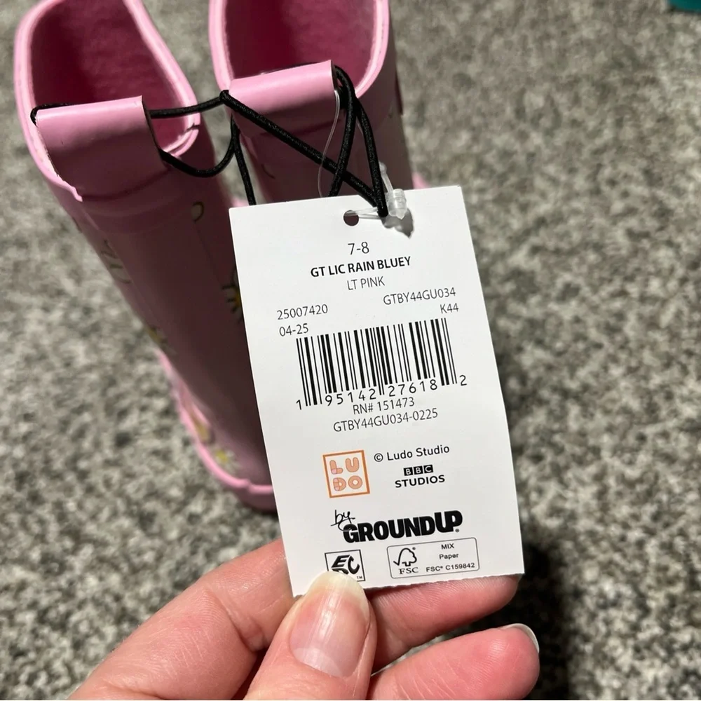 Bluey & Bingo Ground Up Rubber Rain Boots Waterproof Size 7/8